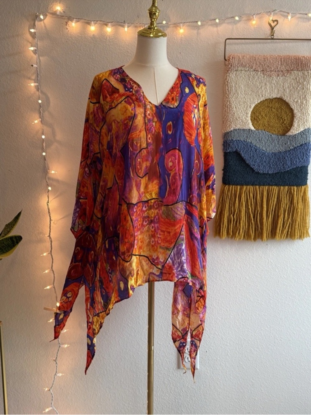 Dilemma New York Painted Art To Wear Artsy Watercolor Relaxed Top Womens OSFA